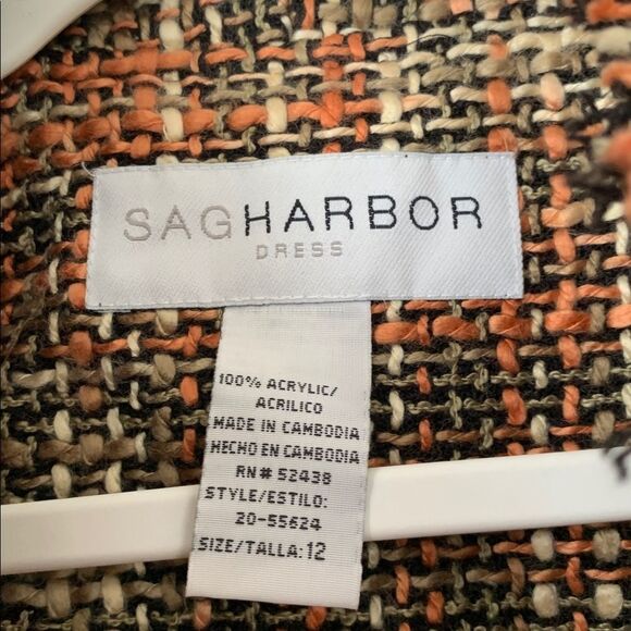 Sag Harbor Women's Orange and Brown Tweed Blazer Cardigan Open Front Size 12T - Picture 7 of 8